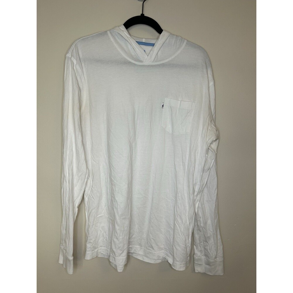 Johnnie-O Eller Long Sleeve Hooded T-Shirt Size Medium  White  Beach Casual